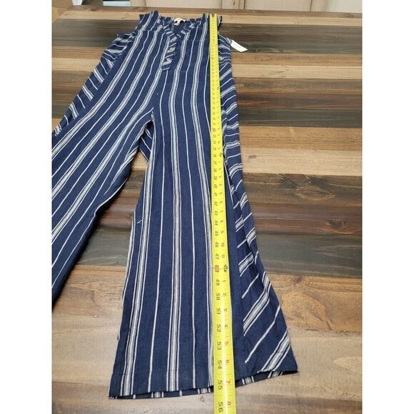 Laundry by Shelli Segal Striped Linen Viscose Sleeveless Jumpsuit Navy Size 8 - Picture 8 of 10